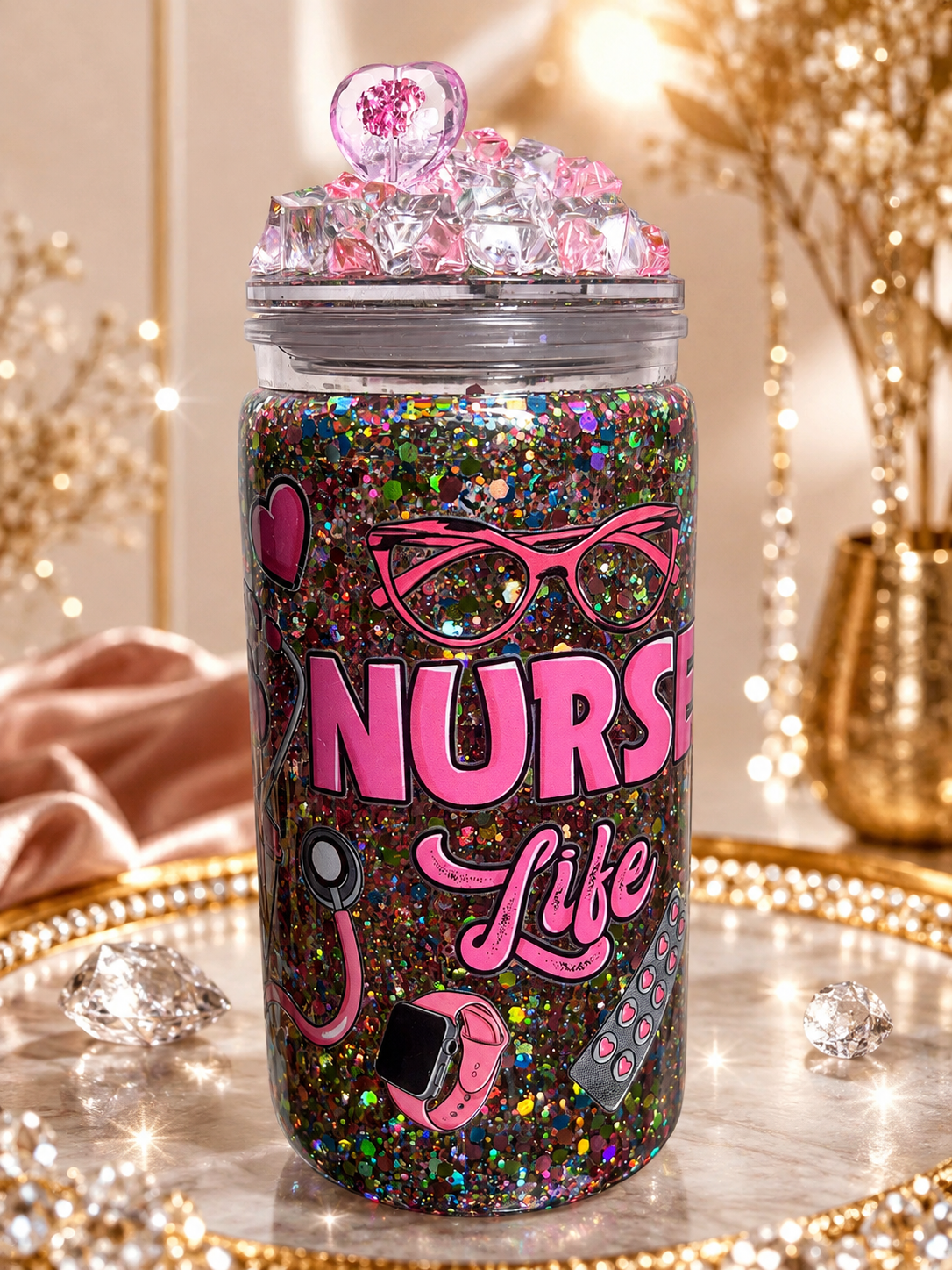 Custom Snow Globe Tumbler - 16 oz
